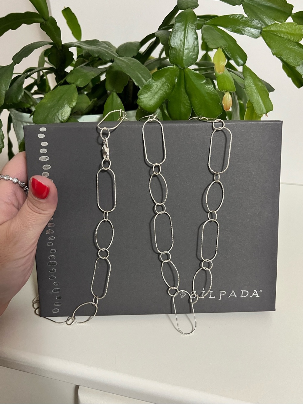 Silpada ‘Lasting Impressions’ Sterling Silver Oval Link Long Necklace, 36” Long